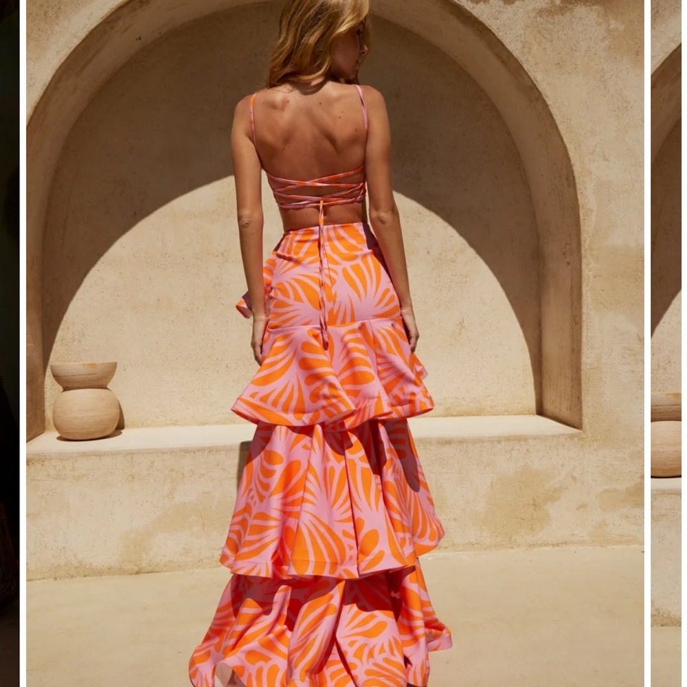 Vibrant Orange and Pink Maxi Dress - Picture 4 of 5